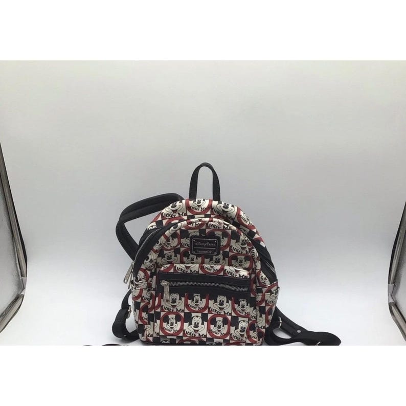 Disney Parks Loungefly Mickey Mouse Club Checkerboard Mini Backpack Red Black image 5