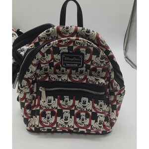 Disney Parks Loungefly Mickey Mouse Club Checkerboard Mini Backpack Red Black image 2