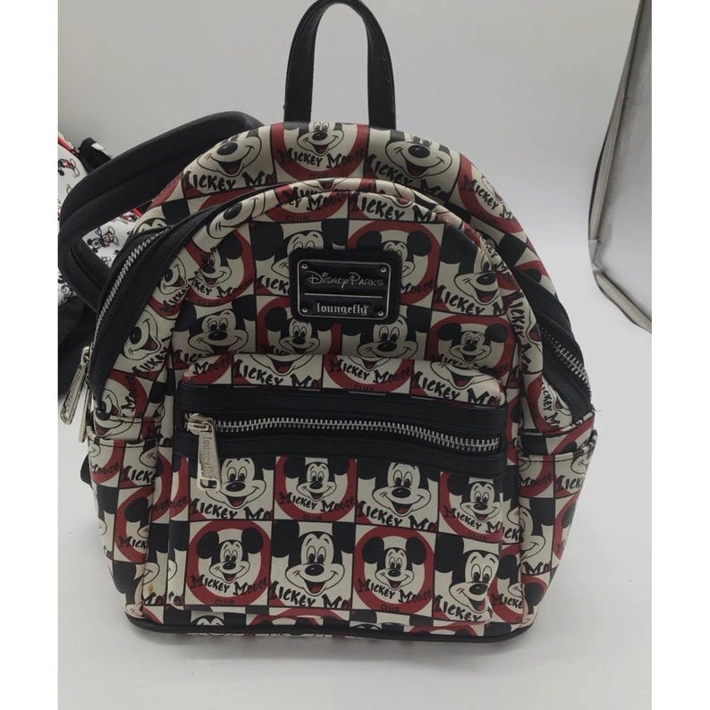 Disney Parks Loungefly Mickey Mouse Club Checkerboard Mini Backpack Red Black image 2