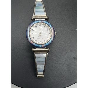 Vintage Avon Blue Mother Of Pearl Watch Vintage Avon 2001 Blue Mother of Pearl Watch | Mercari main image 4