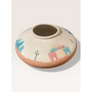 Vintage Karo Southwest keramikvas handmålad öken Pueblo kaktus 30 cm