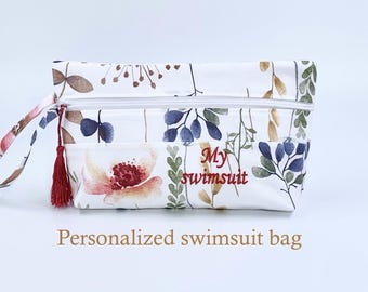 Bolsa personalizada para traje de baño mojado, neceser forrado resistente al agua para bikini, bolsa de viaje para cosméticos
