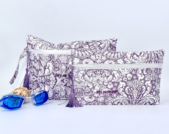 Floral Swimsuit Wet Bag: Cotton Water-Resistant Beach Pouch