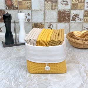 Toalhas de papel, Cesta com conjunto de 15 toalhas de algodão waffle de 13" x 13", Toalhas de cozinha sem desperdício, Toalhas de banheiro de hóspedes, Toalhas sustentáveis