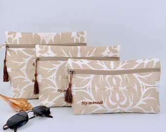 Personalised Swimsuit Bag, Water Resistant Cosmetic Bag, Wet Bikini Bag, Embroidered Makeup bag, Gift for Traveller, Unique Bridesmaid Gift