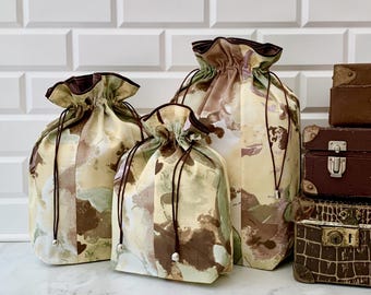 Handmade Travel Shoe Bag: Cotton Drawstring Storage