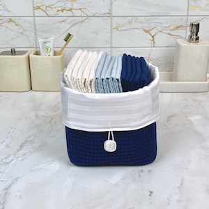 Basket with set of 15, 13"x13'' waffle cotton towels, Guest bathroom towels, Unpaper towels, Zero waste kitchen towels, Sustainable towels