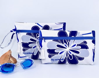 Bolsa de traje de baño personalizada, bolsa cosmética resistente al agua, bolsa de bikini mojado, bolsa de maquillaje bordada, regalo para viajero, regalo único de dama de honor