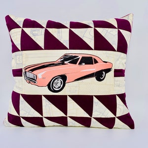 Patchwork Car Pillow Cover: Quilted Cotton Cushion, Velvet Back