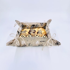 Linen Bread Basket, Organic Food Storage, Natural Linen Bread Storage, Pure Linen Basket For Bread, Linen Table Decor, Housewarming Gift
