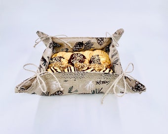 Cesta de pan de lino: almacenamiento de alimentos orgánicos, decoración de mesa