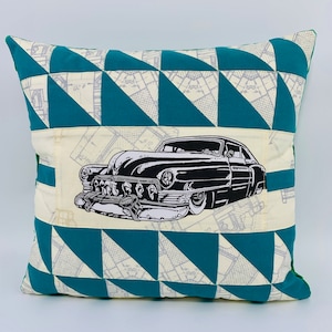 Patchwork Throw Pillow Cover: Quilted Cotton Cushion, Car Design