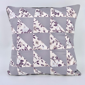 Patchwork Throw Pillow Cover: Quilted Floral Cushion, 16x16