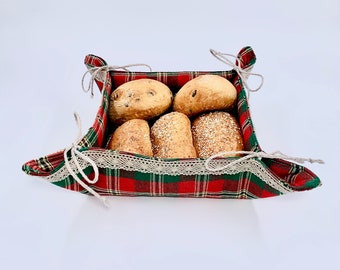 Cesta de pan de lino hecha a mano: almacenamiento de alimentos orgánicos, decoración de mesa