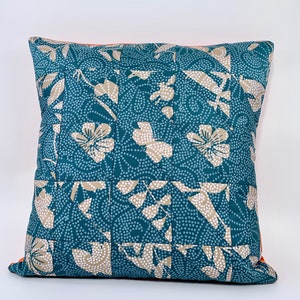 Patchwork Throw Pillow Cover: Quilted Leaves Print Cushion, 16x16