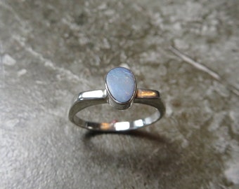 Sterling silver and opal stackable ring