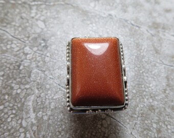 Sterling Silver and Goldstone Ring