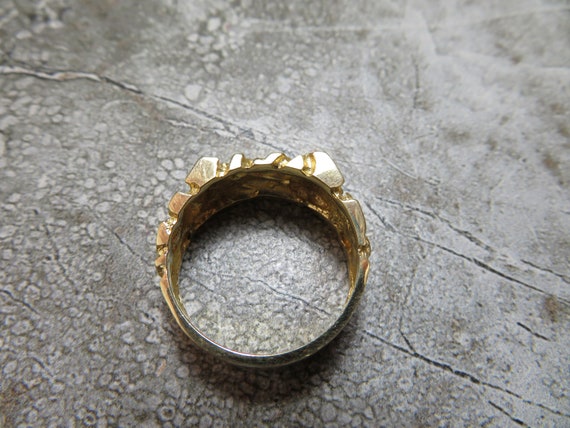 Gent's 14k Gold and Diamond Nugget Ring - image 3