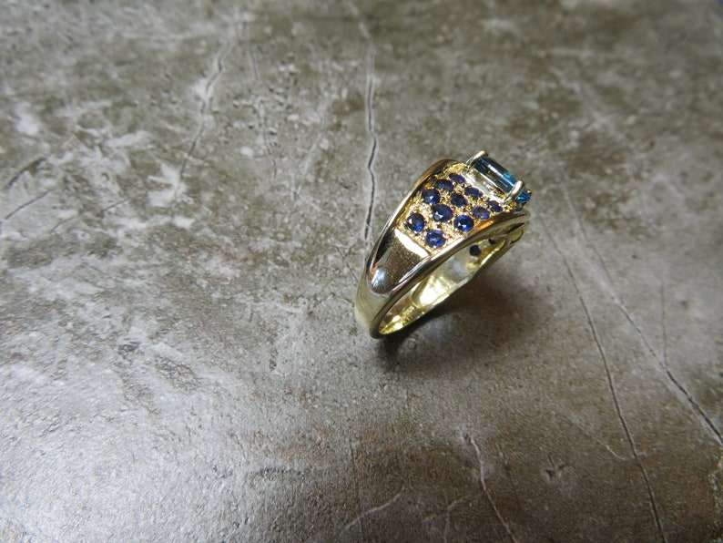 14k Blue Topaz and Sapphire Ring