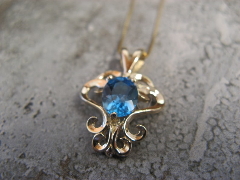 14k blue topaz necklace