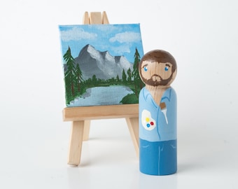 Bob Ross 3.5 Peg Doll & Easel Set