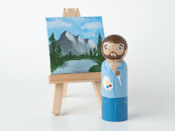 Bob Ross 3.5 Peg Doll & Easel Set 