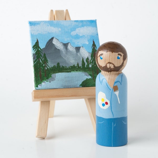 Bob Ross 3.5 Peg Doll & Easel Set