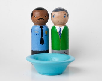 Mister Rogers & Officer Clemmons Pool Peg Doll Set