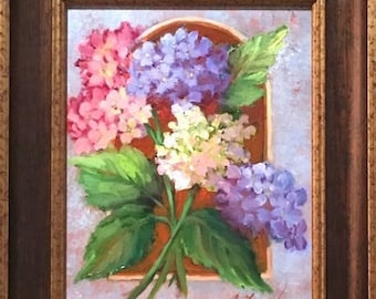 Flower Oil Painting, Hydrangea Painting, Still Life Floral, on canvas, 14 x 11 inches