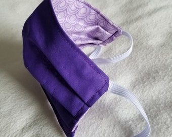 cotton face mask | elastic | washable | reversible | abstract | purple