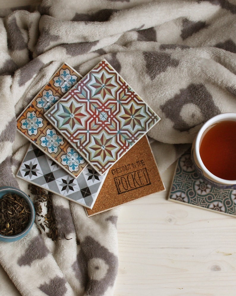 Boho Ceramic Tile Drink Coaster Night Sky image 4