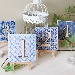 Portuguese Azulejos Wedding Table Numbers image 1