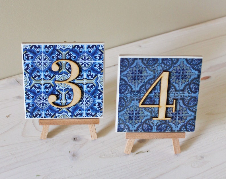 Portuguese Azulejos Wedding Table Numbers image 2