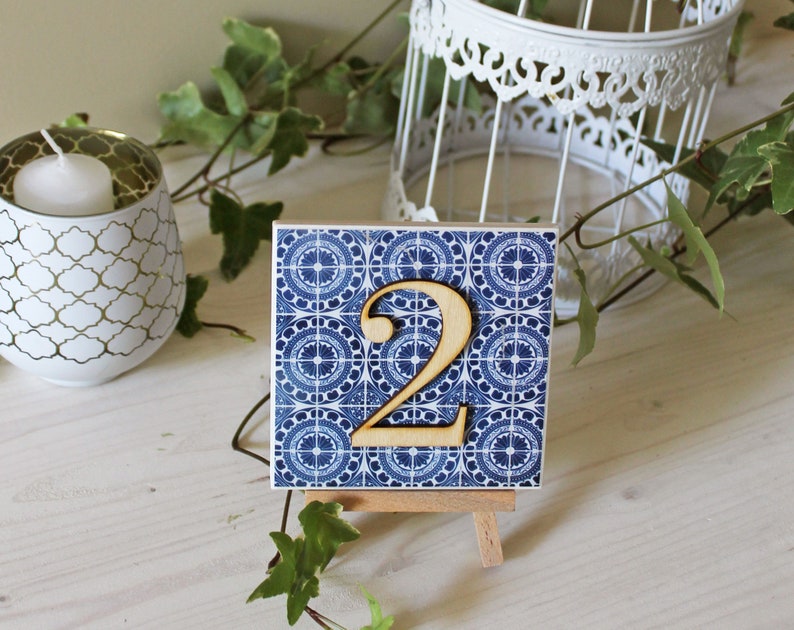 Portuguese Azulejos Wedding Table Numbers image 3