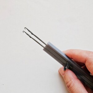 3d printed knitting machine double latch tool 3mm hook size in hand