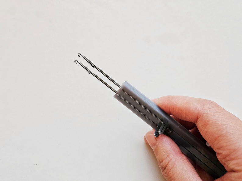 3d printed knitting machine double latch tool 3mm hook size in hand