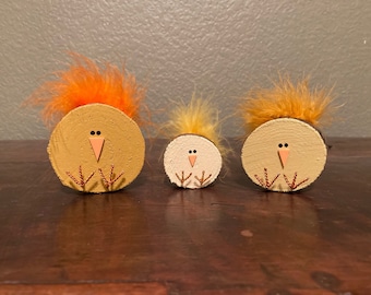 Chick Trio | Easter Chicks | Riser Decor | Easter Decor | Spring Decor