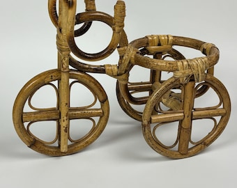 Vintage Bamboo Bicycle Indoor Plant Holder