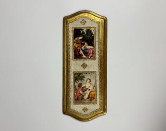 Vintage Italian Florentine Gold Wall Plaque, Made in Italy
