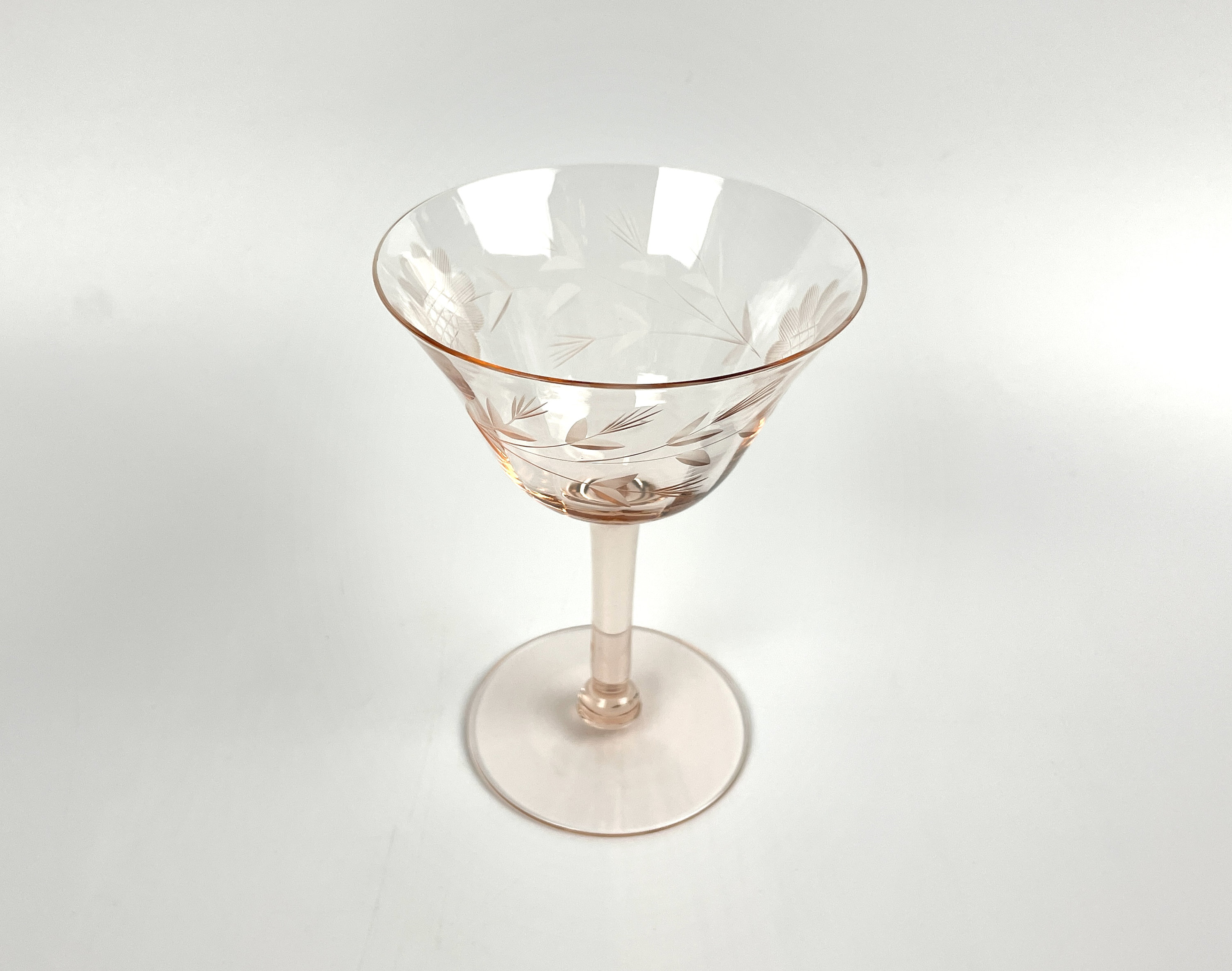 Vintage Pink Champagne Coupe Glasses Cornflower Pattern Optic Glass Etsy