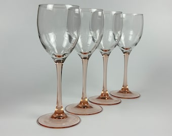 Luminarc Pink Stem Wine Glasses 6oz, 7.72" Tall - Set of 4