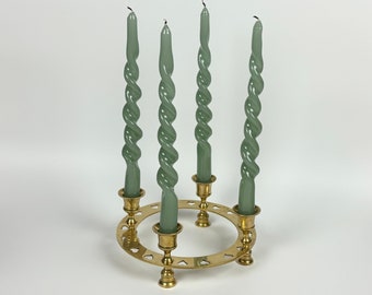Vintage Round Brass Candle Holder with Heart Cutouts