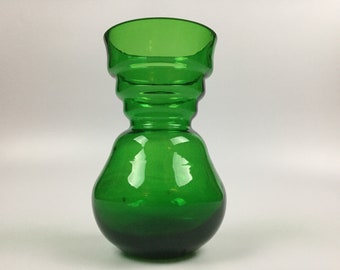 Vintage Hand Blown Green Art Glass Vase