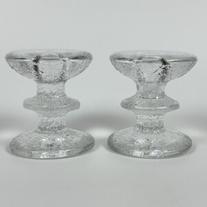 Vintage Iittala Festivo Glass Candleholder Pair, Timo Sarpaneva Finland