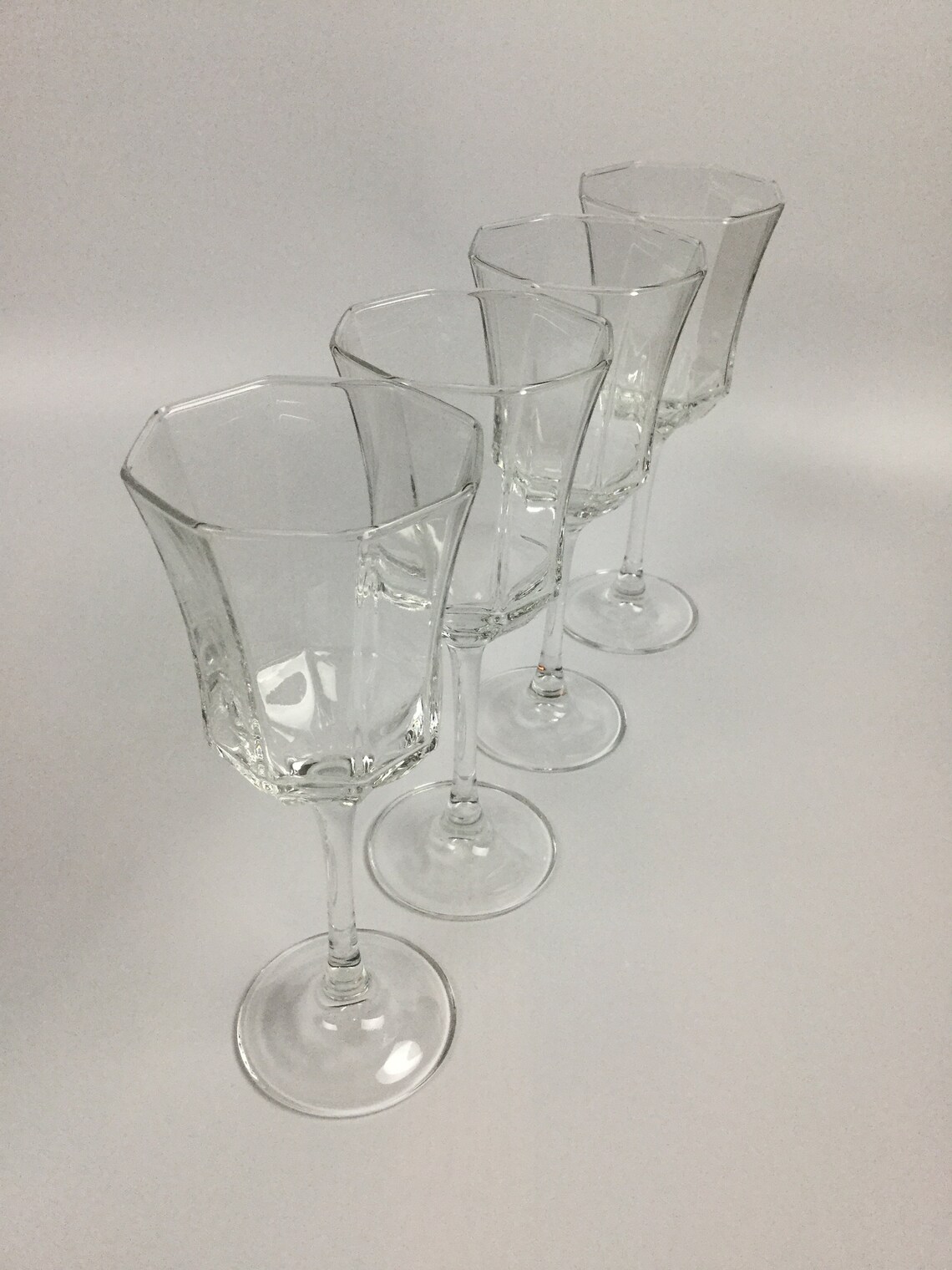 Luminarc Octime Wine Glasses Stem Clear Octagonal Set of 4 Etsy