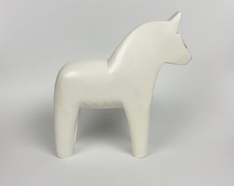 Vintage IKEA White Wood Dala Horse