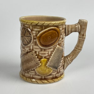 Vintage Mug 1950s Covered in Cookies All Over, Ceramic Basket Weave, Made in Japan