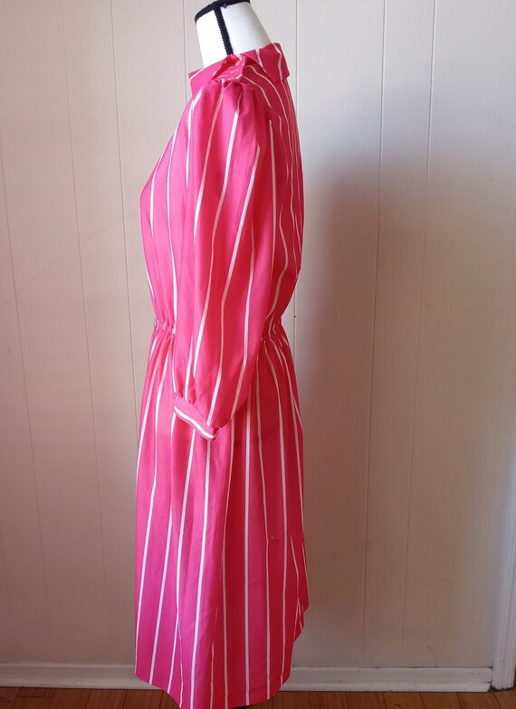 Pink and White Striped Polyester Dress with Elast… - image 5
