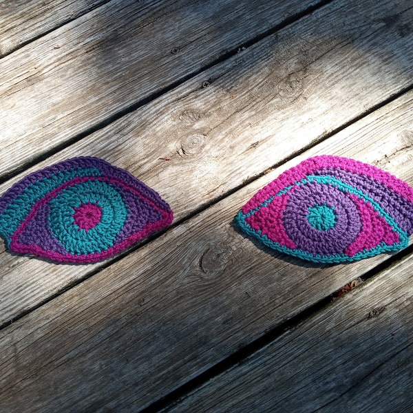 Freeform Scrap Crochet Eyes Pattern Pdf Uses H Hook and Size 3 Yarn