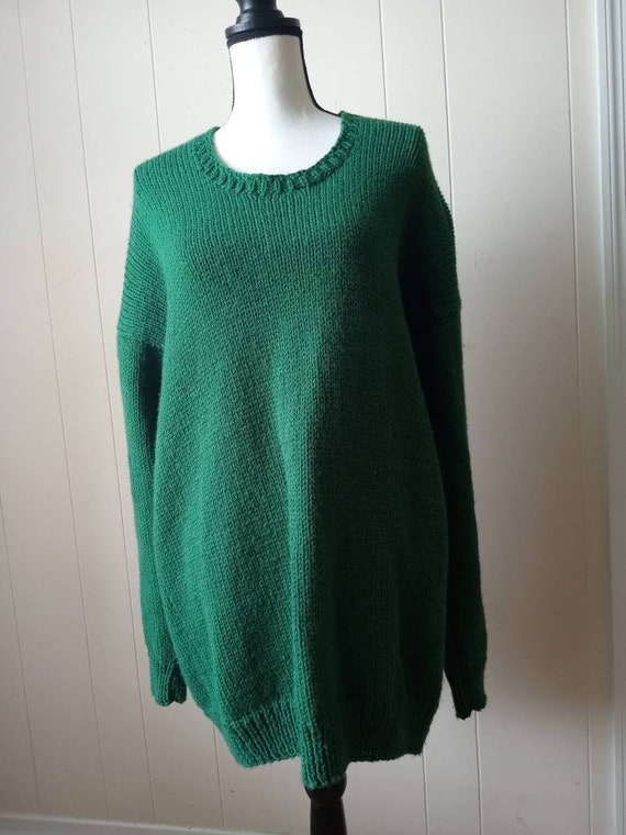 Vintage Handmade Knit and Crochet Green Sweater